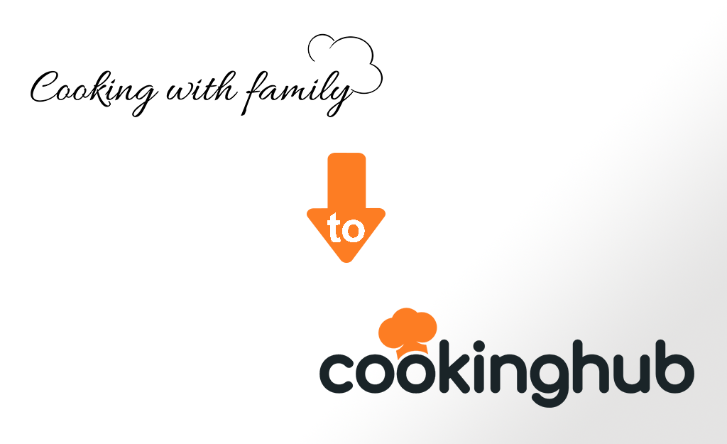 CookingwithFamily logo, arrow to CookingHub logo