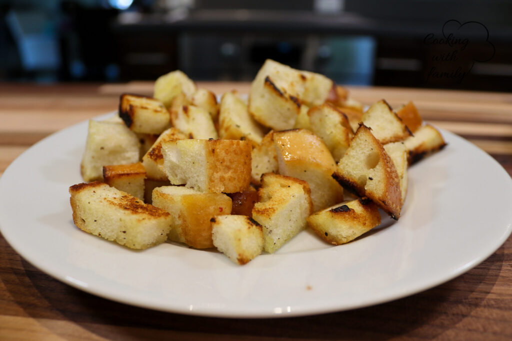 Example of Soup Add Ons: Croutons on the plate