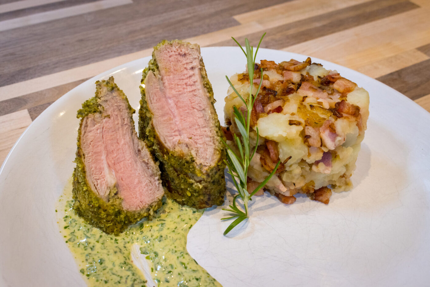 Herb-crusted Pork Tenderloin with Spinach Sauce-25