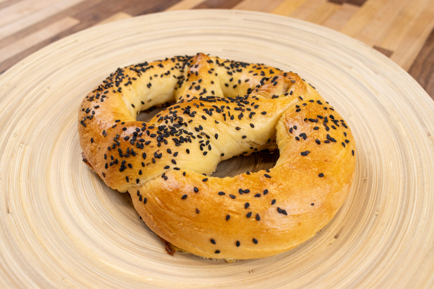 Czech Soft Pretzel Preclik with Black Sesame Seeds