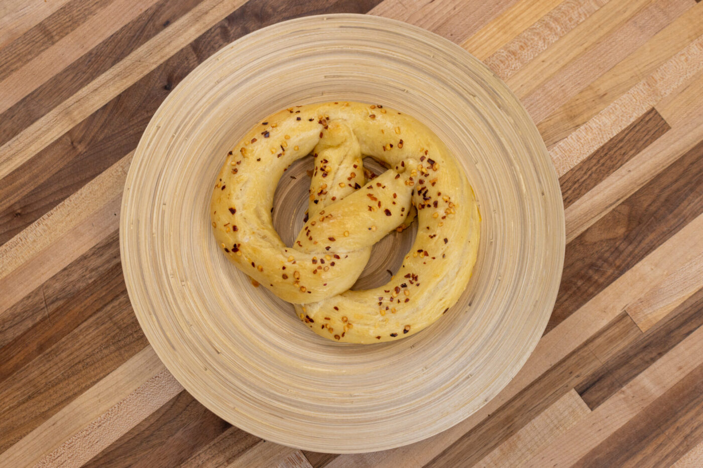 Czech Soft Pretzel Preclik with Crushed Pepper Flakes