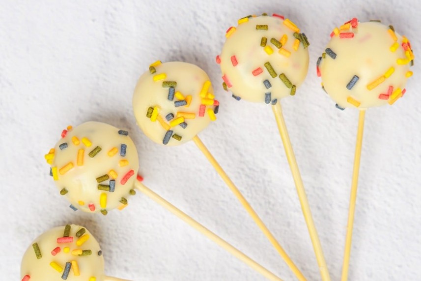 Keto Cottage Cheese Cake Pops spread out on the table, close up top shot