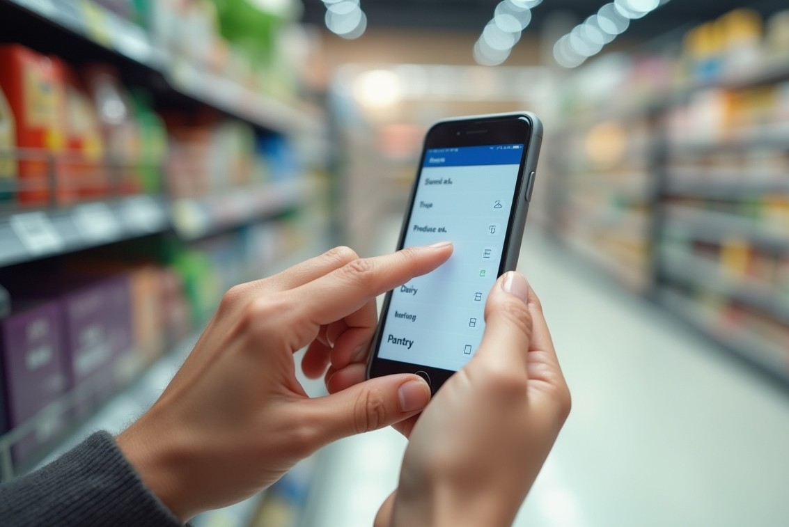 shopping list on the phone