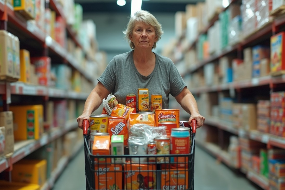 women is shopping in bulk store