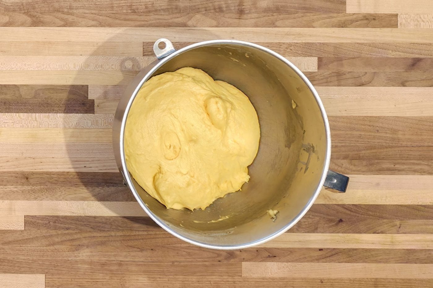 Dough for kolach right after rising, ready for forming.