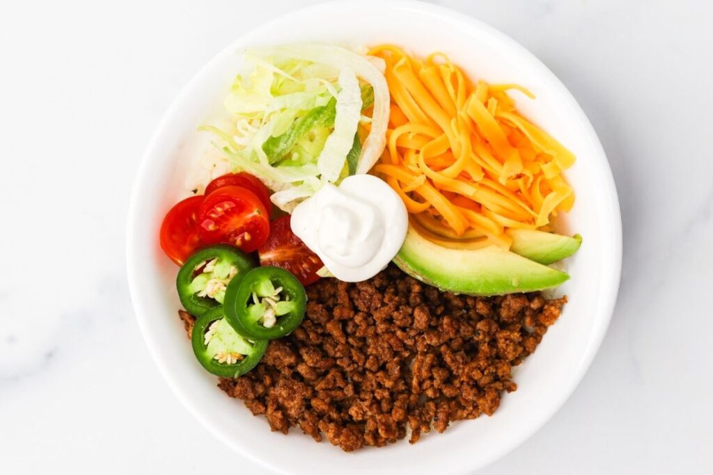 Keto Taco Bowls top close up view