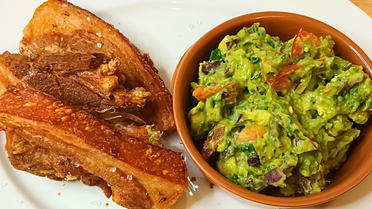 Pork Belly Chicharrones with Guacamole - CookingHub
